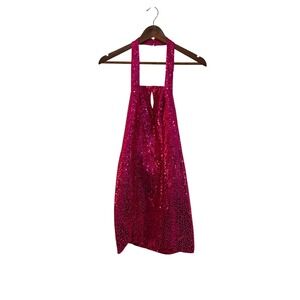 Alfred Angelo Fuchsia Sequin Halter Mini Dress